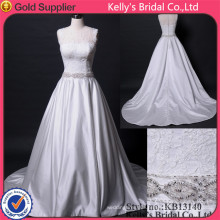 See Through Bodice Elegant Silver Satin Vintage Western Wedding Dresses